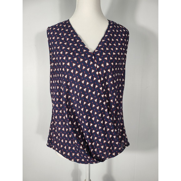 Carolina Belle Sleeveless Blouse Geometric Print V-Neck Top Size M - Picture 1 of 6
